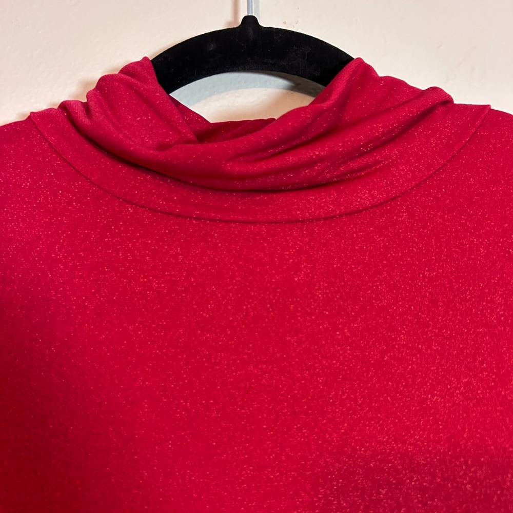 Laura Ashley red shimmering sleeveless mock-neck top zipper back size 2x - Picture 2 of 7